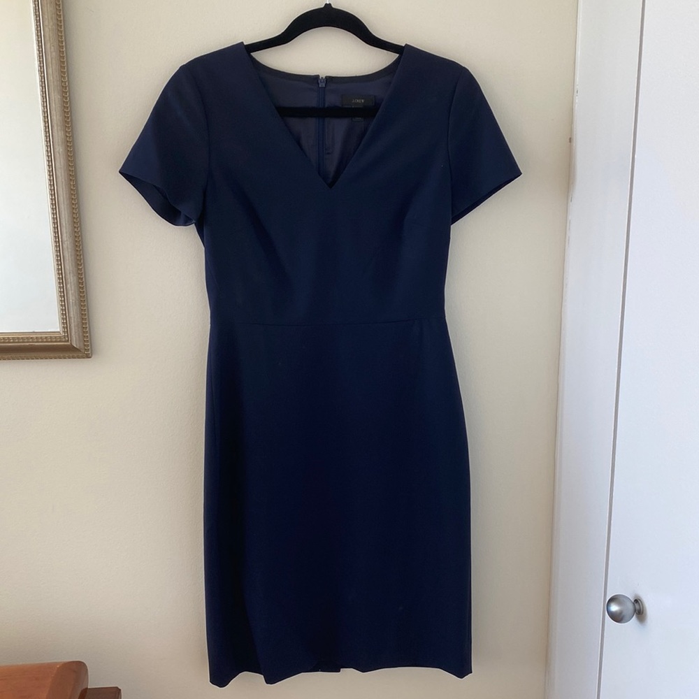 J.Crew Navy V-neck sheath dress, size 2